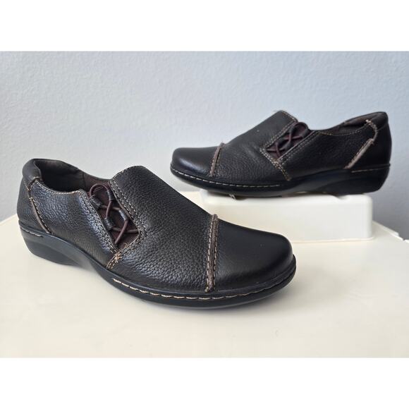 Clarks Collection Evianna Mix Leather Slip-On Comfort Shoes Brown Like New 9M - Picture 1 of 8